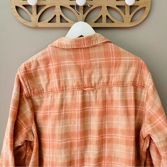 American Eagle Outfitters Plaid Button Up Top Orange Sz Medium - Picture 7 of 8